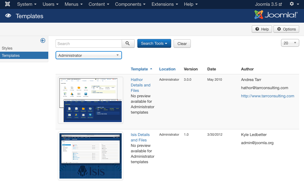 Figure 8: Templates - Administrator Templates