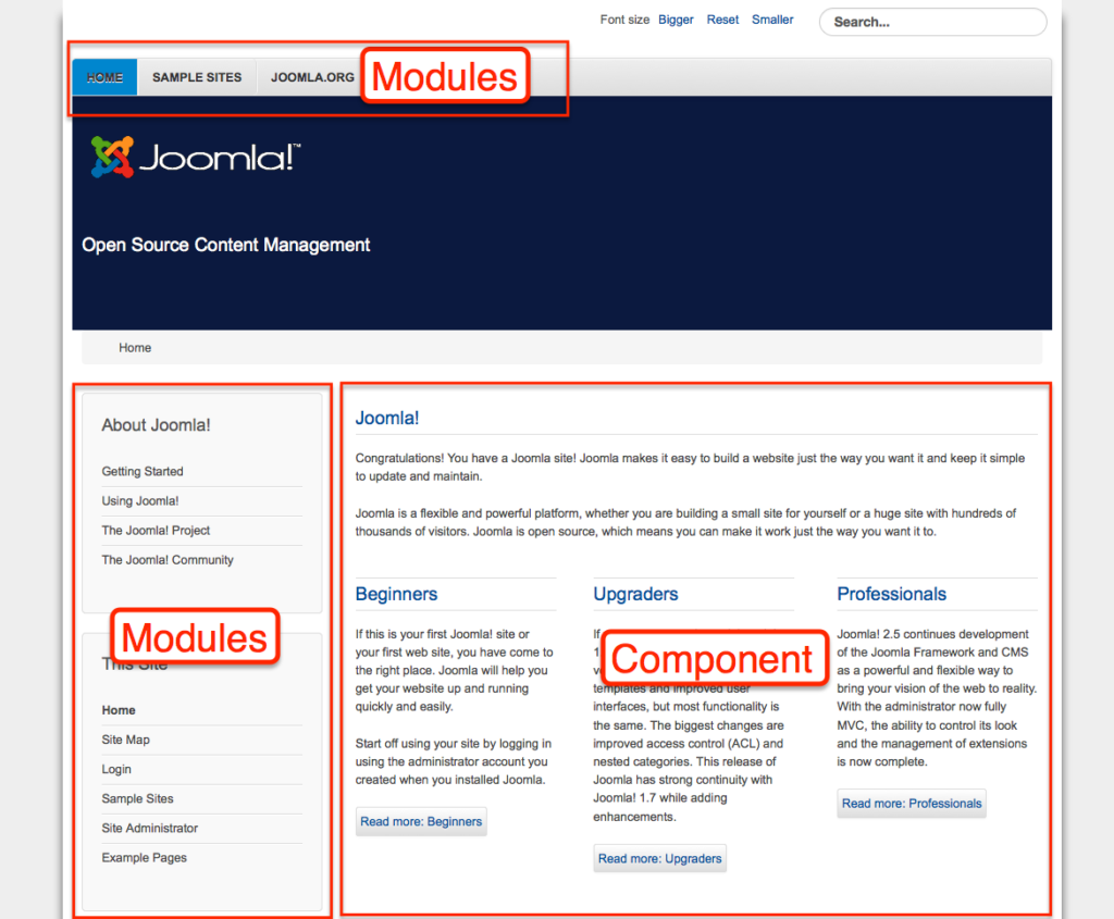 Figure 5: Joomla! front page