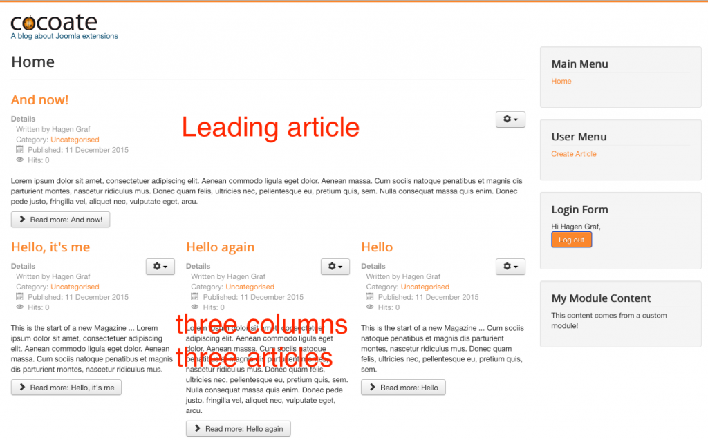 Figure 4: Default frontpage