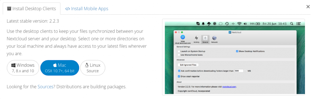 Nextcloud - Download page desktop clients