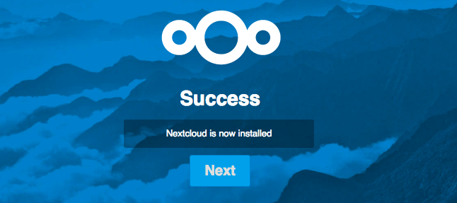 Nextcloud - Web Installer - Success