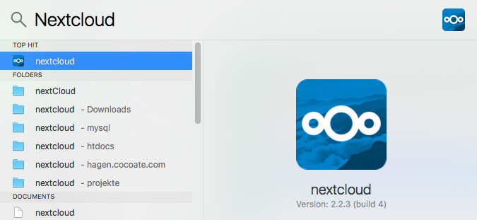 Nextcloud - Spotlight search