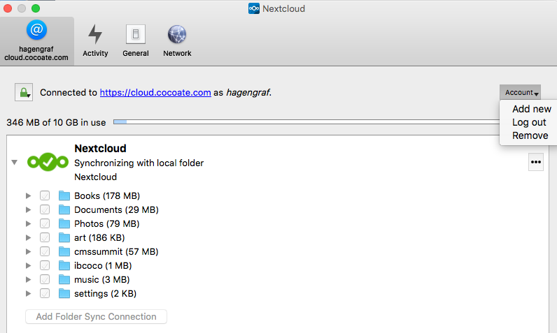 Nextcloud - OS X Desktop Client - Settings