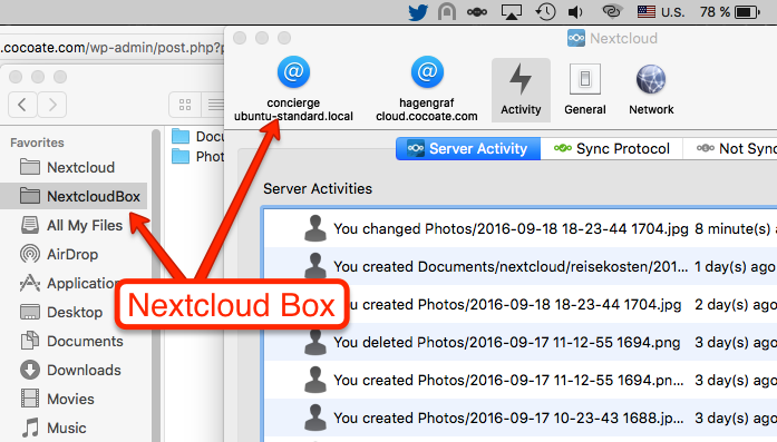 Nextcloud OSX Client with Nextcloud Box folder