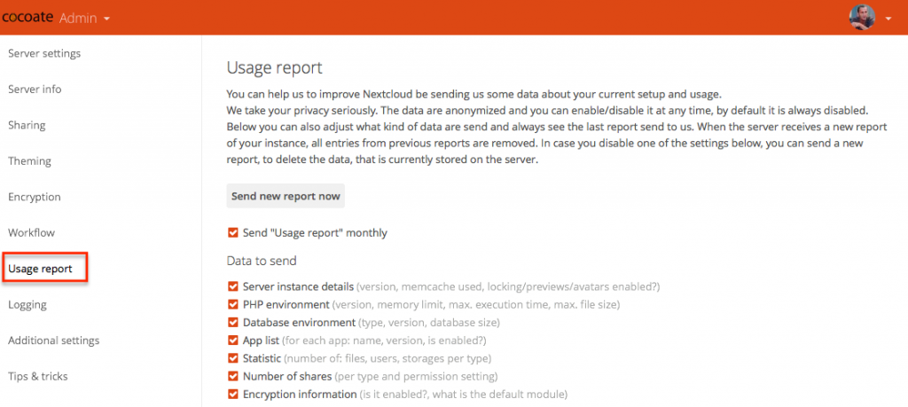 Nextcloud - Usage Report